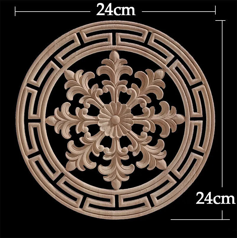 Wood Figurines Wood Frame Wood Applique Onlay Wood Decal Classical Exquisite Antique Floral Leaves Wooden Home Decoration Walls