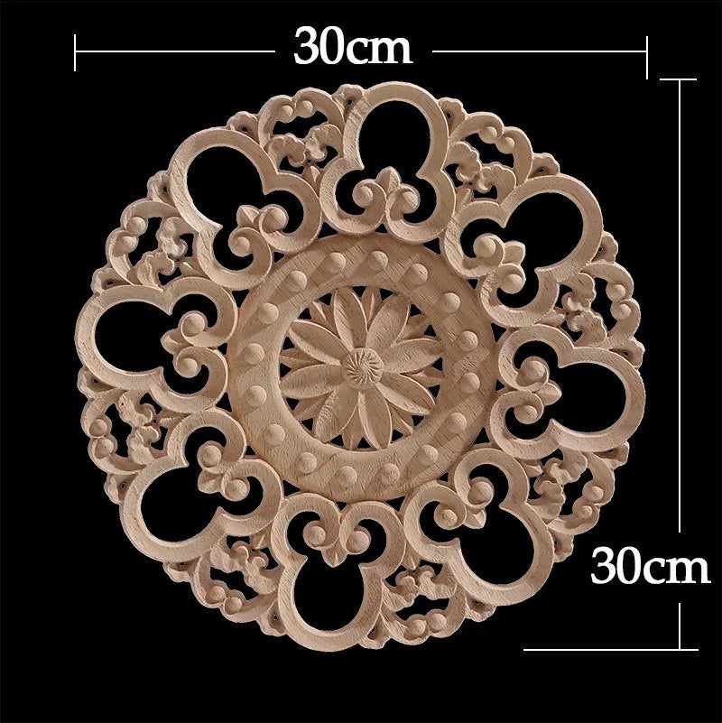 Wood Figurines Wood Frame Wood Applique Onlay Wood Decal Classical Exquisite Antique Floral Leaves Wooden Home Decoration Walls