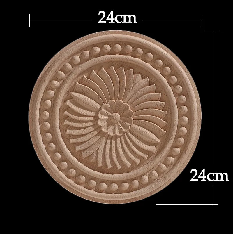 Wood Figurines Wood Frame Wood Applique Onlay Wood Decal Classical Exquisite Antique Floral Leaves Wooden Home Decoration Walls