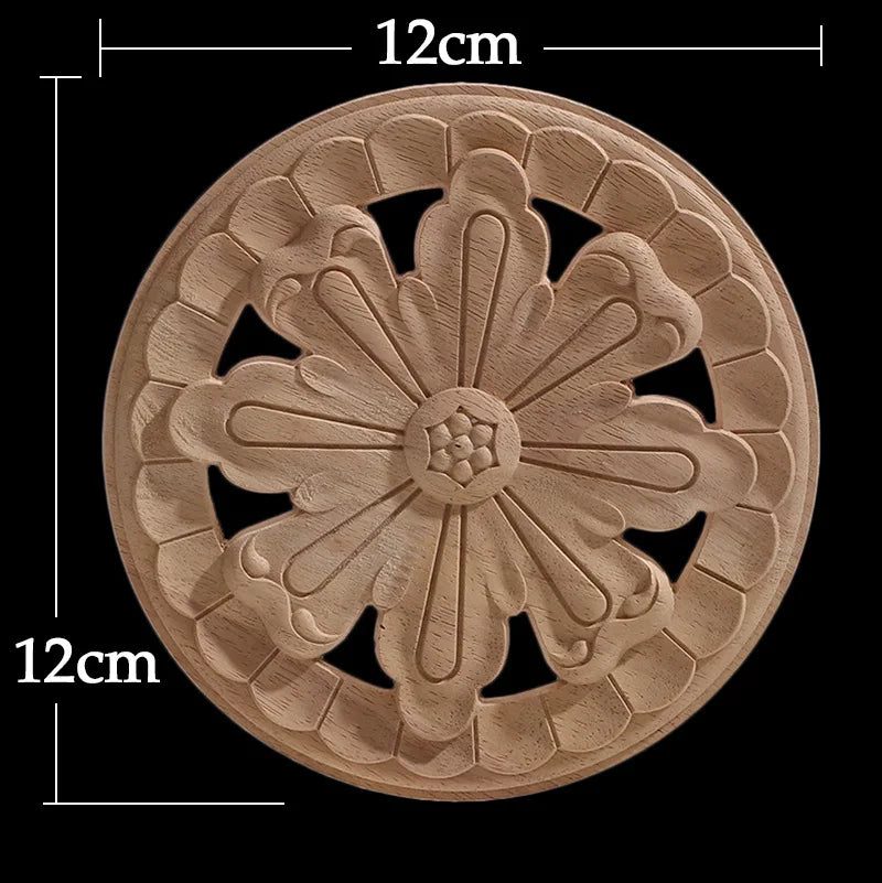 Wood Figurines Wood Frame Wood Applique Onlay Wood Decal Classical Exquisite Antique Floral Leaves Wooden Home Decoration Walls
