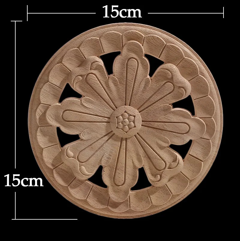 Wood Figurines Wood Frame Wood Applique Onlay Wood Decal Classical Exquisite Antique Floral Leaves Wooden Home Decoration Walls