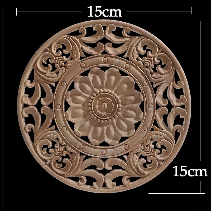 Wood Figurines Wood Frame Wood Applique Onlay Wood Decal Classical Exquisite Antique Floral Leaves Wooden Home Decoration Walls