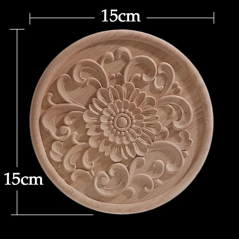 Wood Figurines Wood Frame Wood Applique Onlay Wood Decal Classical Exquisite Antique Floral Leaves Wooden Home Decoration Walls