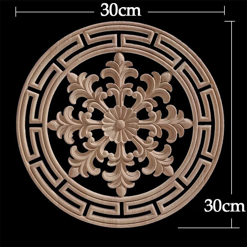 Wood Figurines Wood Frame Wood Applique Onlay Wood Decal Classical Exquisite Antique Floral Leaves Wooden Home Decoration Walls