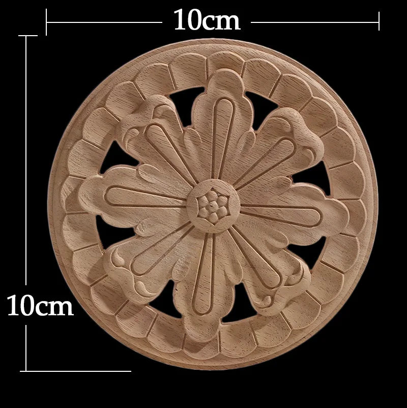 Wood Figurines Wood Frame Wood Applique Onlay Wood Decal Classical Exquisite Antique Floral Leaves Wooden Home Decoration Walls