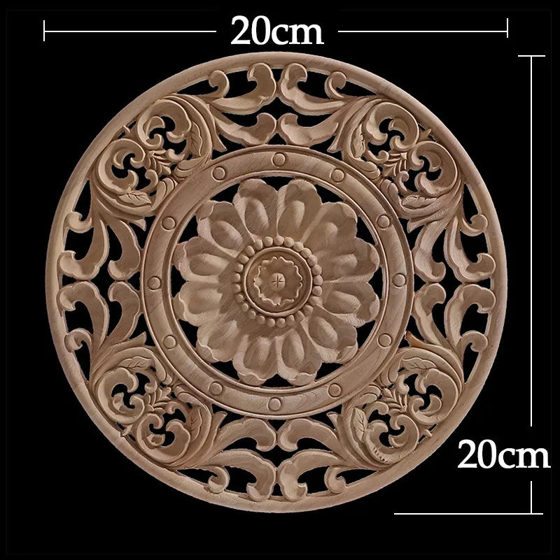 Wood Figurines Wood Frame Wood Applique Onlay Wood Decal Classical Exquisite Antique Floral Leaves Wooden Home Decoration Walls