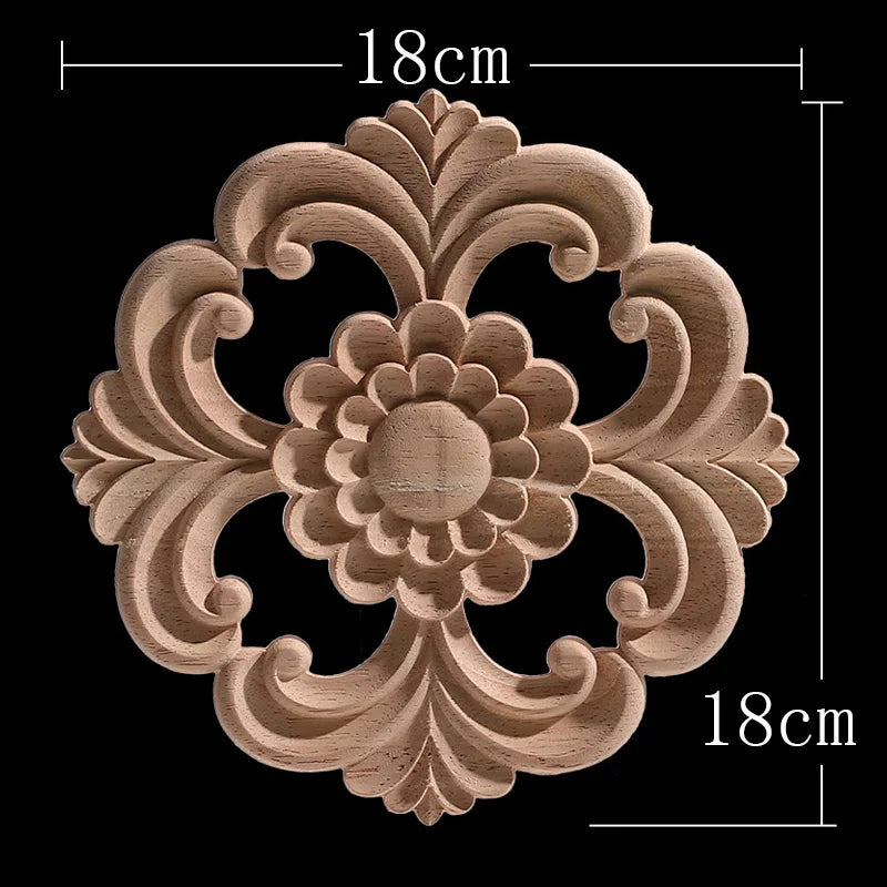 Wood Figurines Wood Frame Wood Applique Onlay Wood Decal Classical Exquisite Antique Floral Leaves Wooden Home Decoration Walls