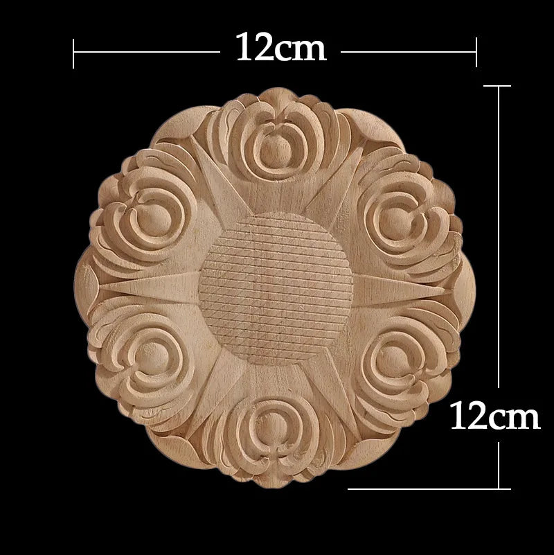 Wood Figurines Wood Frame Wood Applique Onlay Wood Decal Classical Exquisite Antique Floral Leaves Wooden Home Decoration Walls