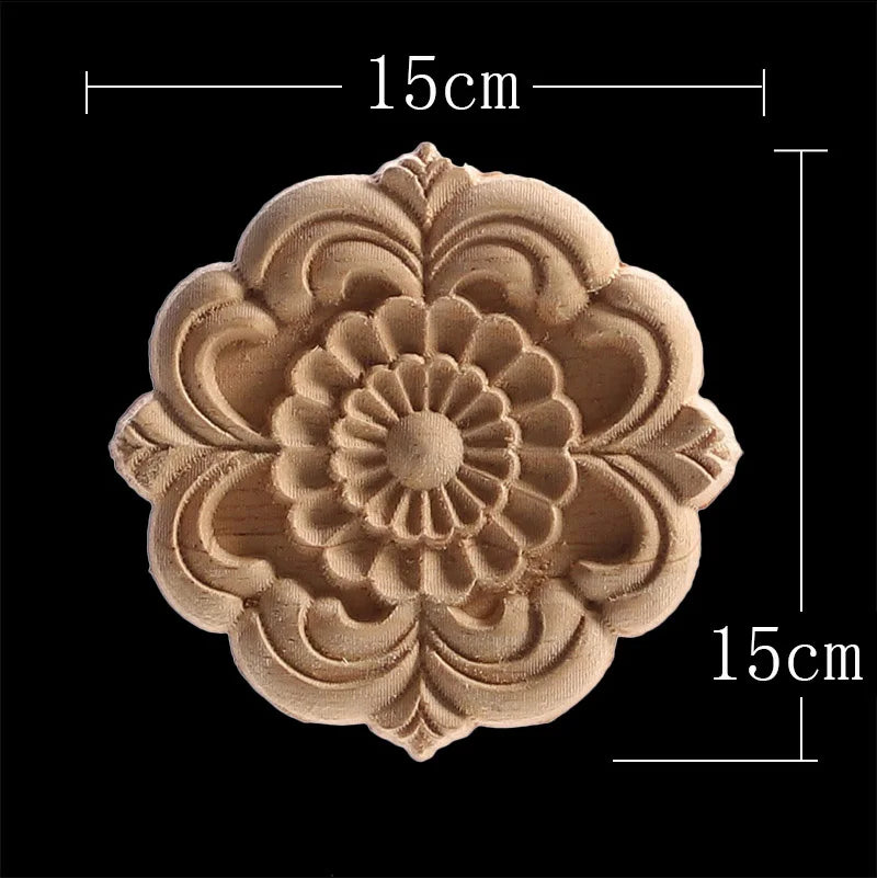 Wood Figurines Wood Frame Wood Applique Onlay Wood Decal Classical Exquisite Antique Floral Leaves Wooden Home Decoration Walls