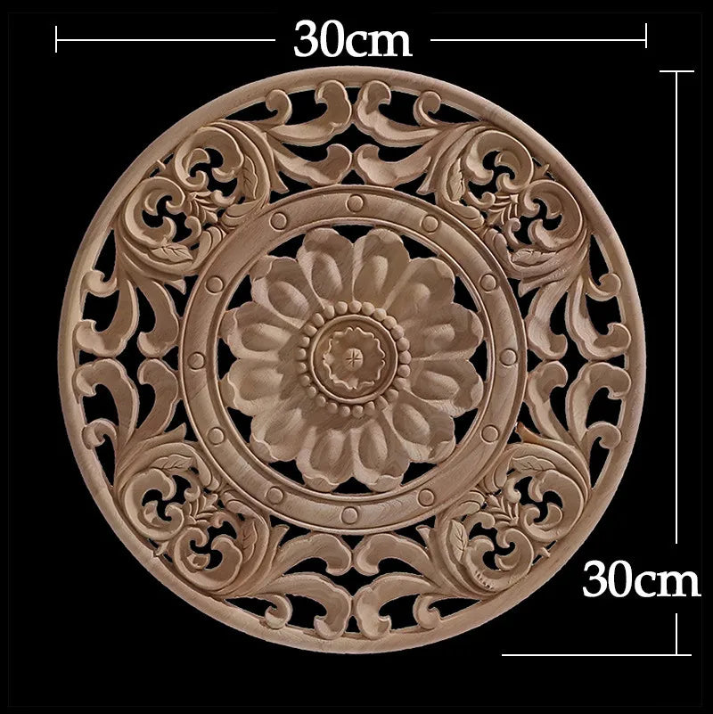 Wood Figurines Wood Frame Wood Applique Onlay Wood Decal Classical Exquisite Antique Floral Leaves Wooden Home Decoration Walls