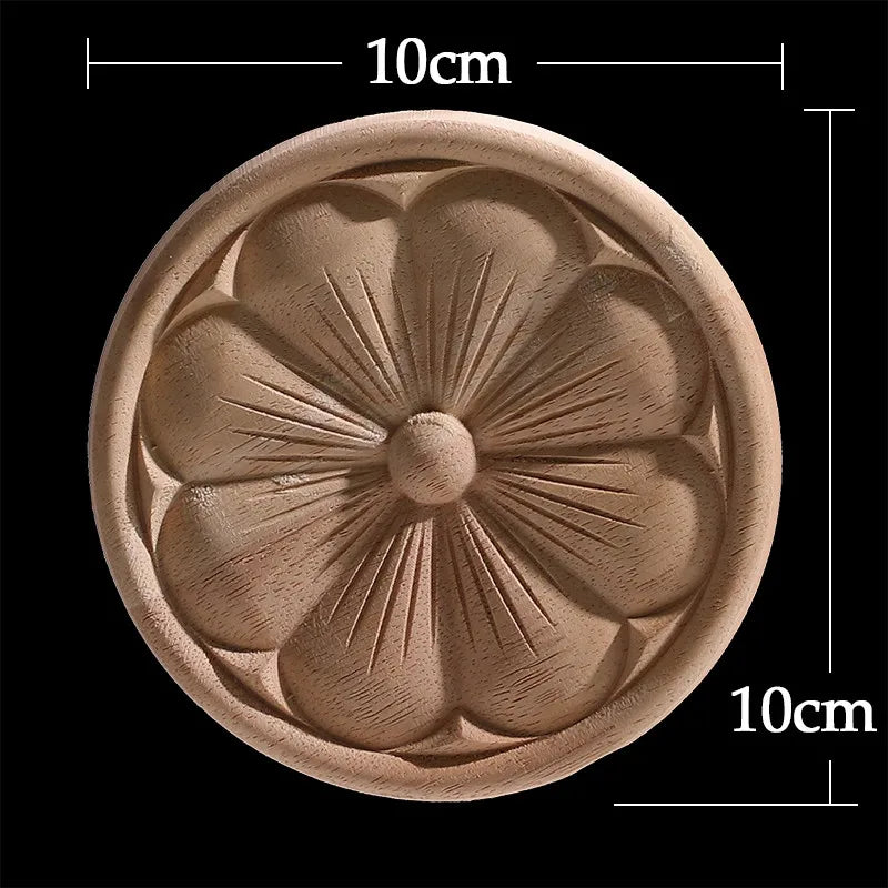 Wood Figurines Wood Frame Wood Applique Onlay Wood Decal Classical Exquisite Antique Floral Leaves Wooden Home Decoration Walls