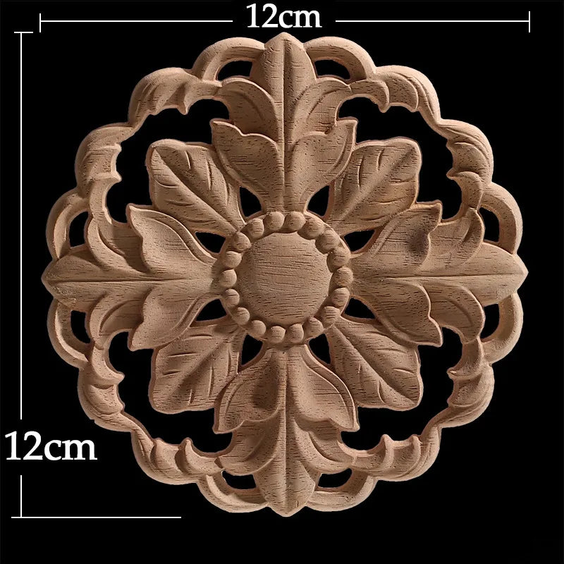 Wood Figurines Wood Frame Wood Applique Onlay Wood Decal Classical Exquisite Antique Floral Leaves Wooden Home Decoration Walls