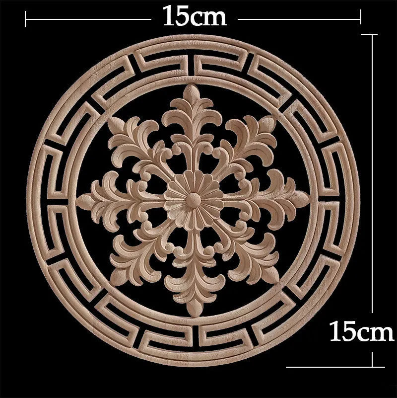 Wood Figurines Wood Frame Wood Applique Onlay Wood Decal Classical Exquisite Antique Floral Leaves Wooden Home Decoration Walls