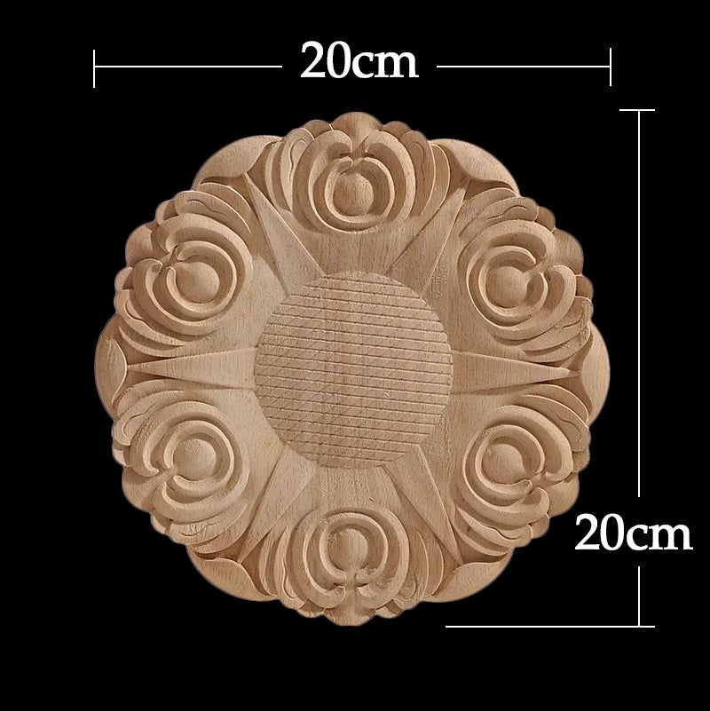 Wood Figurines Wood Frame Wood Applique Onlay Wood Decal Classical Exquisite Antique Floral Leaves Wooden Home Decoration Walls