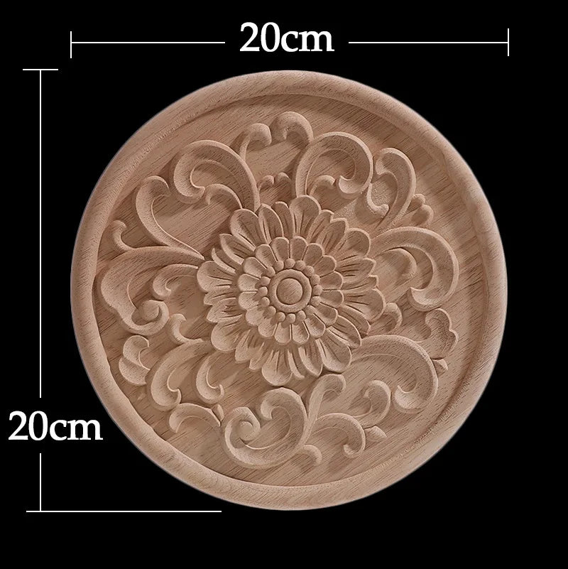 Wood Figurines Wood Frame Wood Applique Onlay Wood Decal Classical Exquisite Antique Floral Leaves Wooden Home Decoration Walls