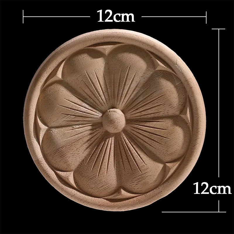 Wood Figurines Wood Frame Wood Applique Onlay Wood Decal Classical Exquisite Antique Floral Leaves Wooden Home Decoration Walls