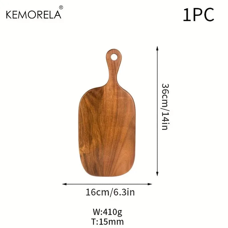 Wooden Cutting Board with Handle, Food-Safe for Meat Fish Cheese Fruits Pizza, for Home Restaurant Use, Elegant Kitchenware