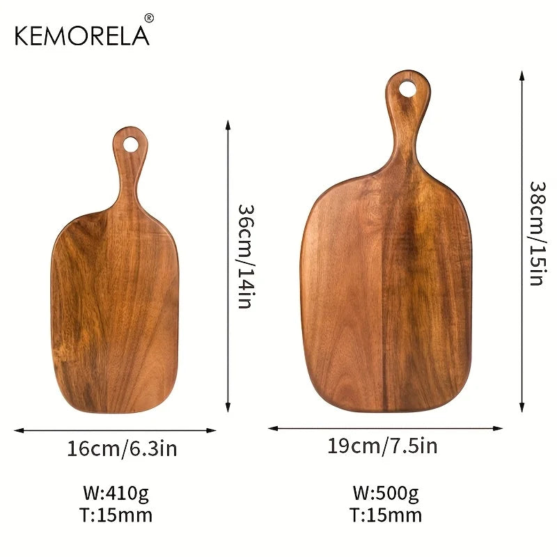 Wooden Cutting Board with Handle, Food-Safe for Meat Fish Cheese Fruits Pizza, for Home Restaurant Use, Elegant Kitchenware