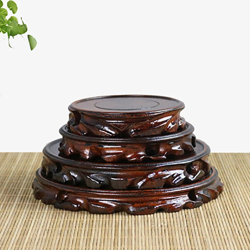 Wooden Pedestal Display Stand, Solid Wood Carving, Handicraft, Decorative Base for Bonsai Statue, Tea Set, Teapot Ornaments
