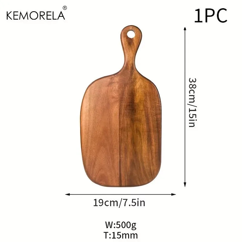Wooden Cutting Board with Handle, Food-Safe for Meat Fish Cheese Fruits Pizza, for Home Restaurant Use, Elegant Kitchenware