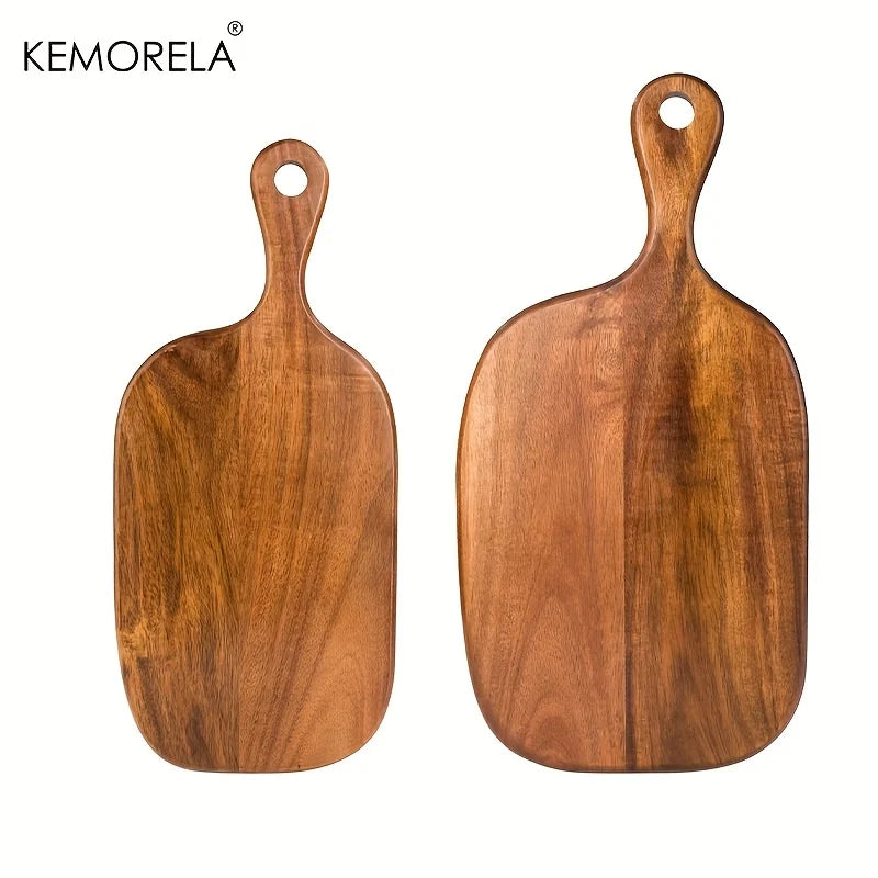 Wooden Cutting Board with Handle, Food-Safe for Meat Fish Cheese Fruits Pizza, for Home Restaurant Use, Elegant Kitchenware