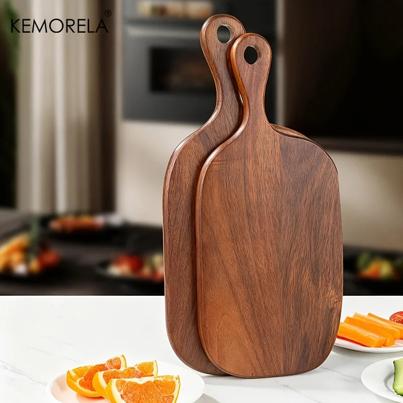 Wooden Cutting Board with Handle, Food-Safe for Meat Fish Cheese Fruits Pizza, for Home Restaurant Use, Elegant Kitchenware
